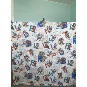 Vintage Twin ABC Mickey Mouse and Friends Twin Sheet ‎ Flat Brilliant Colors!